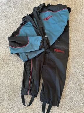 Harley-Davidson Black and Teal Two-Piece Rain gear Set with Red Piping